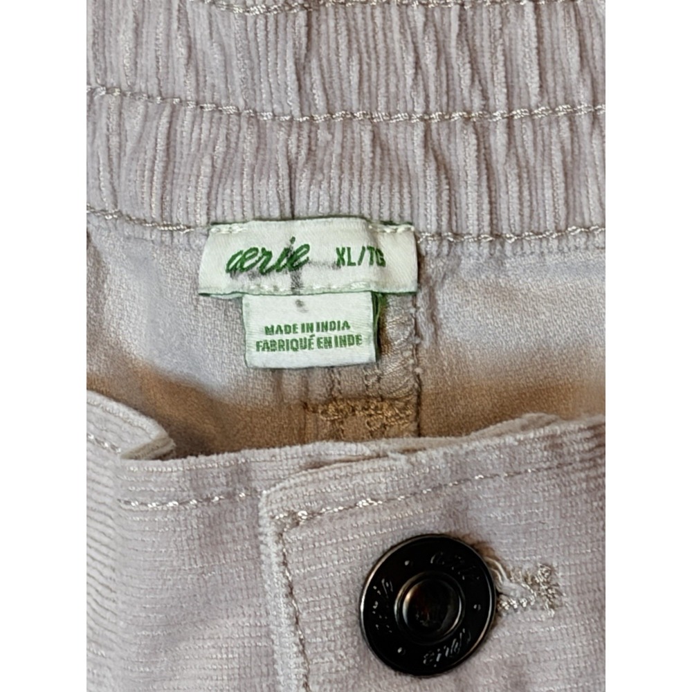 Aerie High Rise Corduroy Shorts Raw Hem Pocket Elastic waist 4" inseam Grey XL - Picture 3 of 10